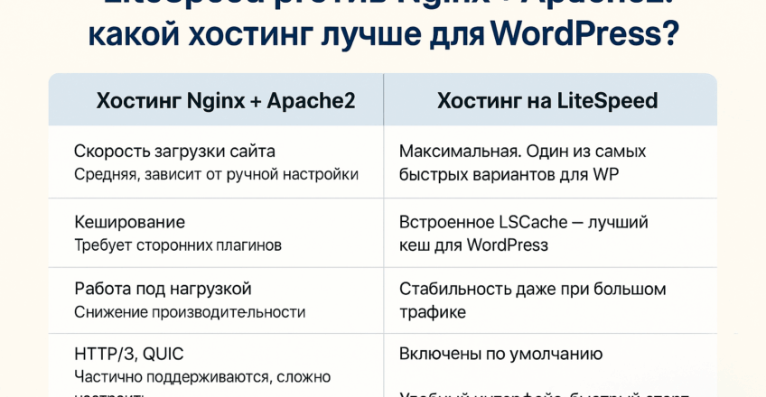 🚀 LiteSpeed против Nginx + Apache2: какой хостинг лучше для WordPress?